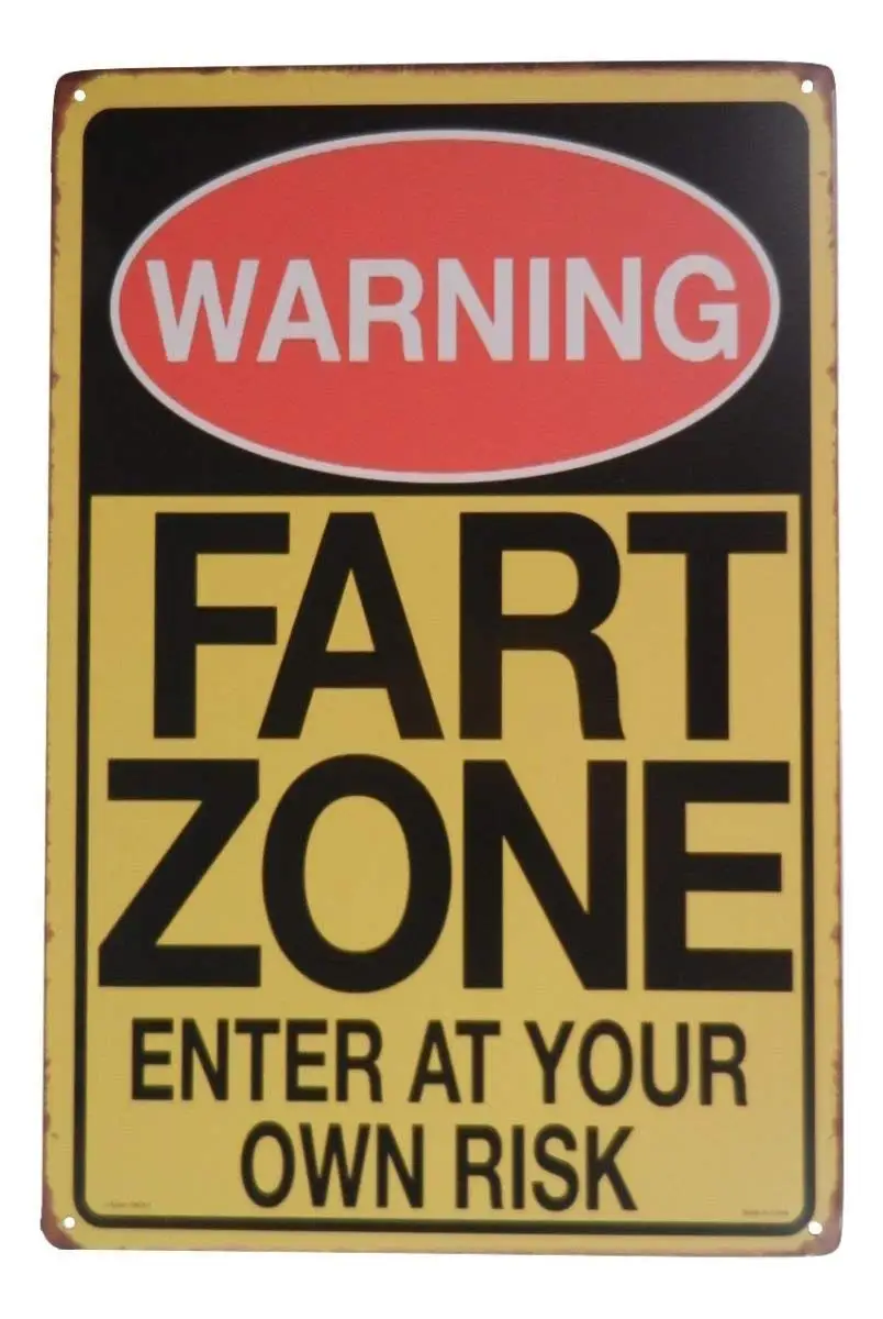 Warning Fart Zone  Tin Sign Bar Pub Garage Diner Cafe Home Wall Decor Home Decor Art Poster Retro Vintage 12 X 8inch 20x30cm