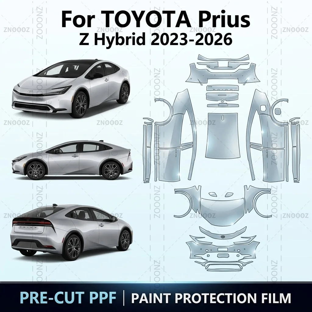 Für 2023-2026 TOYOTA Prius Z Hybrid Vorgeschnittene PPF Lackschutzfolie 8,5mil TPU Selbstklebende Vollfahrzeug-Schutzfolie Glänzend Transparent Matt Schwarz