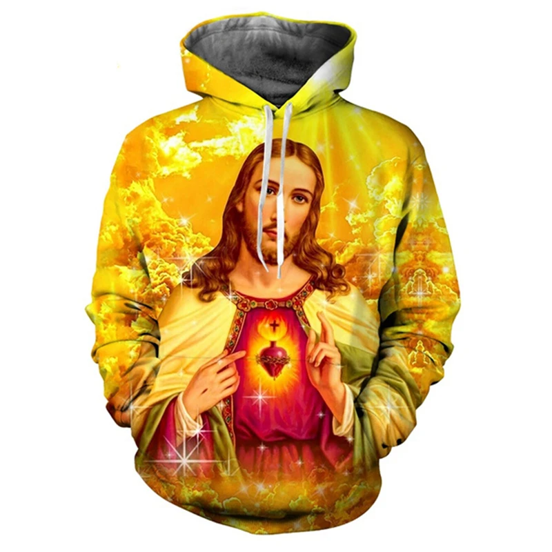 Jesus Men\'s Hoodie 3D Print Autumn Long Sleeve Fashion Hooded Pullover Sweatshirt Large Unisex Clothing Casual Hoodie For Men