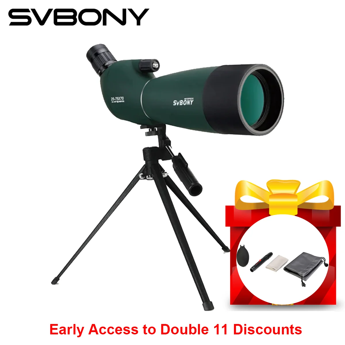 Svbony SV28 Spotting Scope 50/60/70/80mm Powerful Zoom With Tripod Waterproof,Camping equipment, Target Shooting,Bird Watching