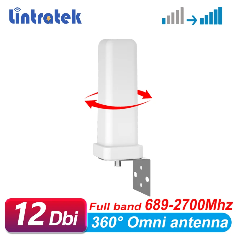 lintratek 12Dbi 360° omnidirectional outdoor antenna LTE 4G booster external antenna  with N female for Signal amplifier