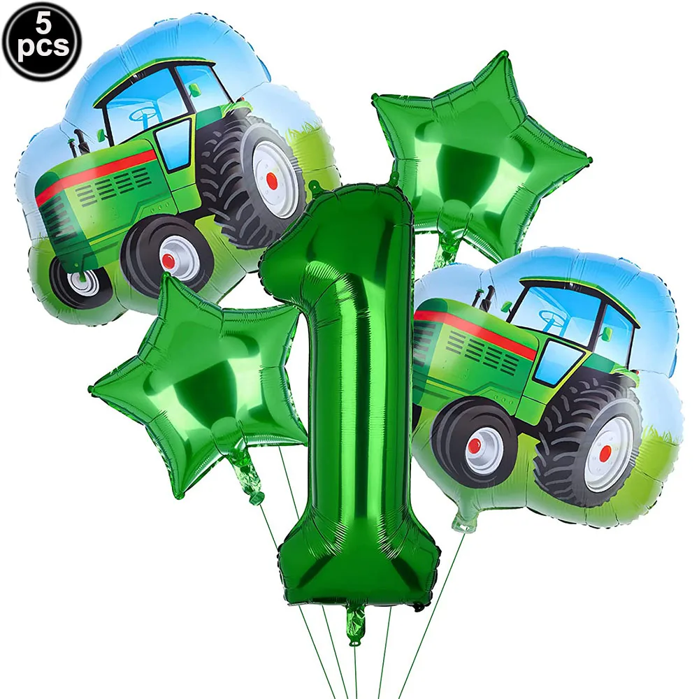 5Pcs/kit Big Tractor Helium Balloons 32inch Number Foil Balloon Farm Theme 3rd 4th 5th Birthday Party Supplies Baloons Decor