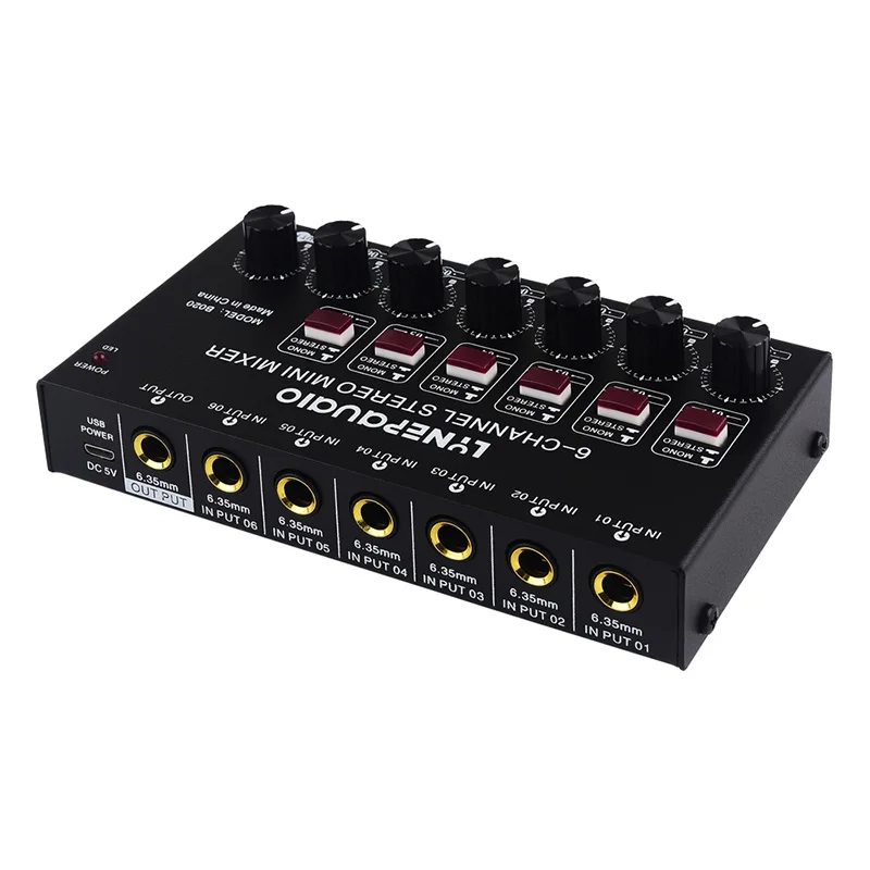 

Mini 6-channel stereo audio mixer electric guitar/electronic organ/electronic drum mixer low noise 6.35 interface