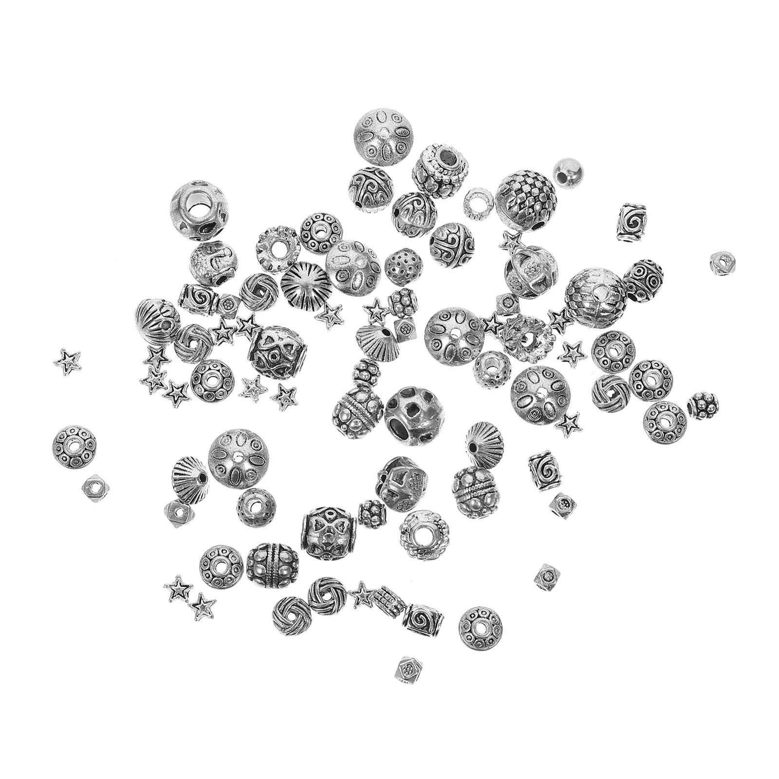 

Copper Spacer Beads Necklace DIY Loose Tibetan Silver Clay Kit Jewelry Making Durable Wear Resistant Hole Design Easy String
