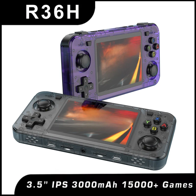 

R36H Retro Handheld Video Game Console 3.5‘’ IPS Screen 128GB 3000 mAh Open Source Linux System Portable Players For Boys Gift