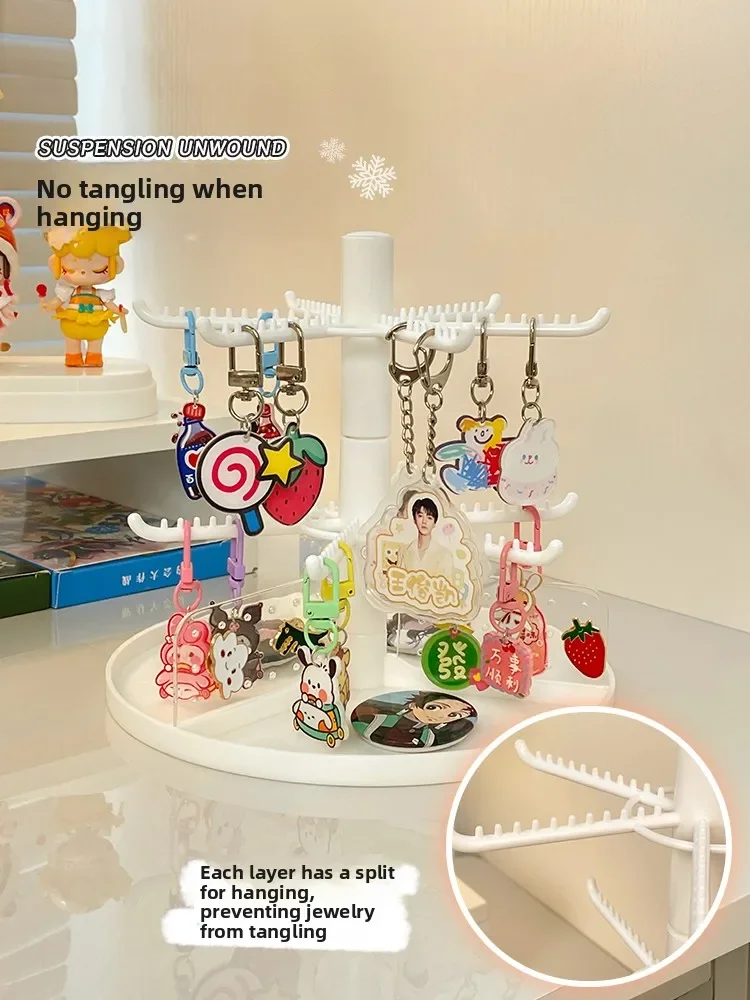 Multi-Layer Jewelry Display Stand Keychain Storage Rack Rotating Hook Earring Holder Necklace Organizer Simple Design Plastic...