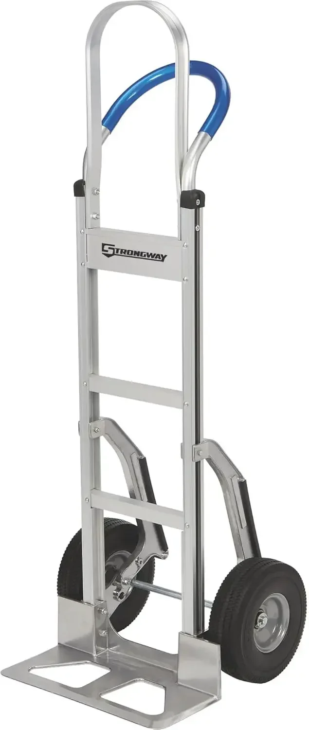 Continuous Handle Aluminum Hand Truck Stair Skid Moving Dolly 660 Lb Capacity 18in Wide Toe Plate 10in Polyurethane Wheels