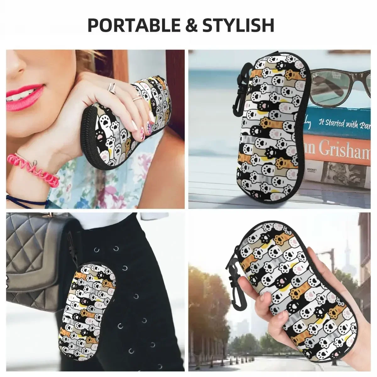 

Cat Paw Pattern Shell Eyeglasses Protector Cases Cute Sunglass Case Glasses Pouch