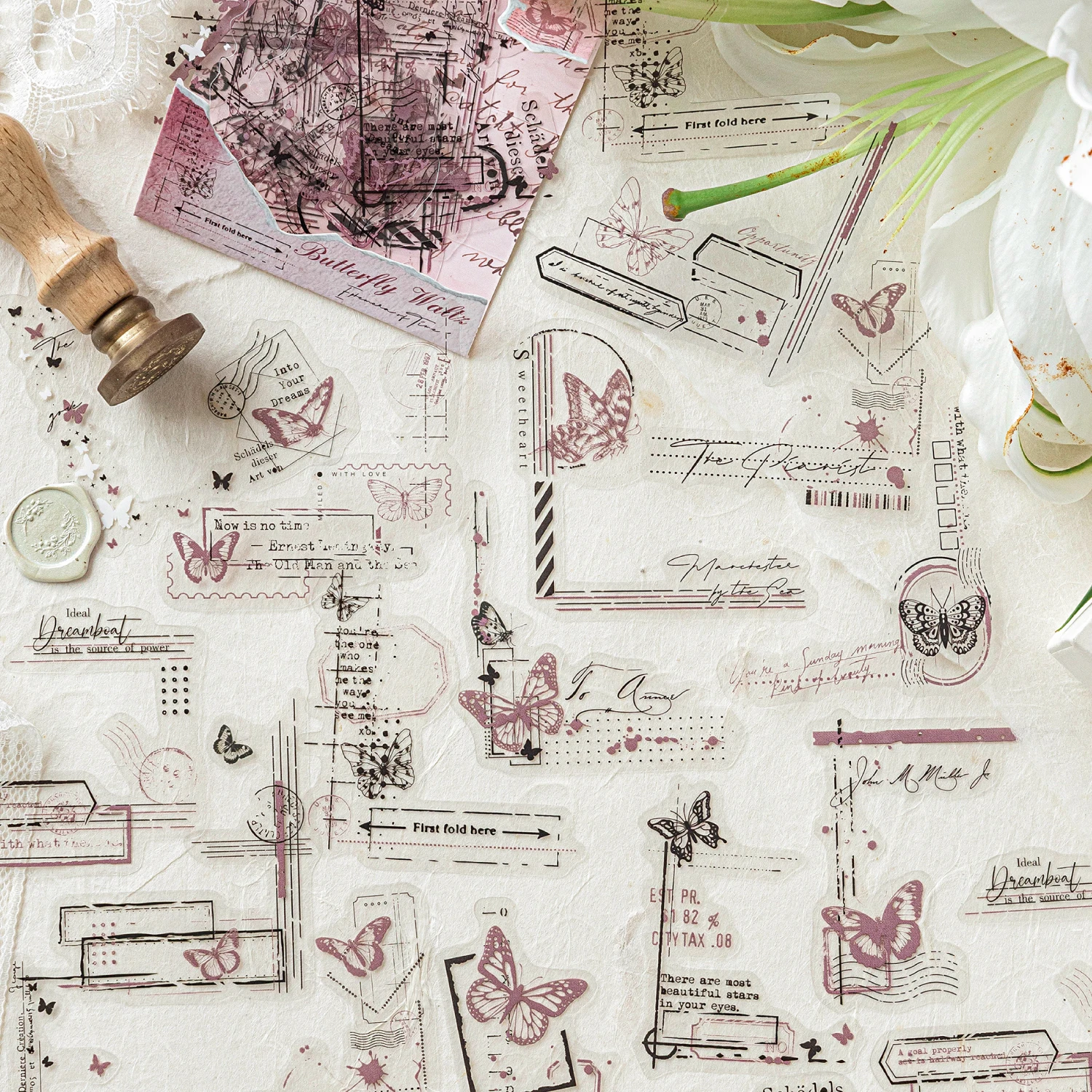 12 حزمة/وحدة سلسلة نقوش الوقت ملصق PET مزخرف لطيف وجميل #6