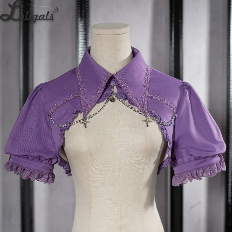 Gothic Lolita Shrug Top Short Bubble Sleeve Pointed Collar Bolero Jacket ~ Contract Cross by OCELOT