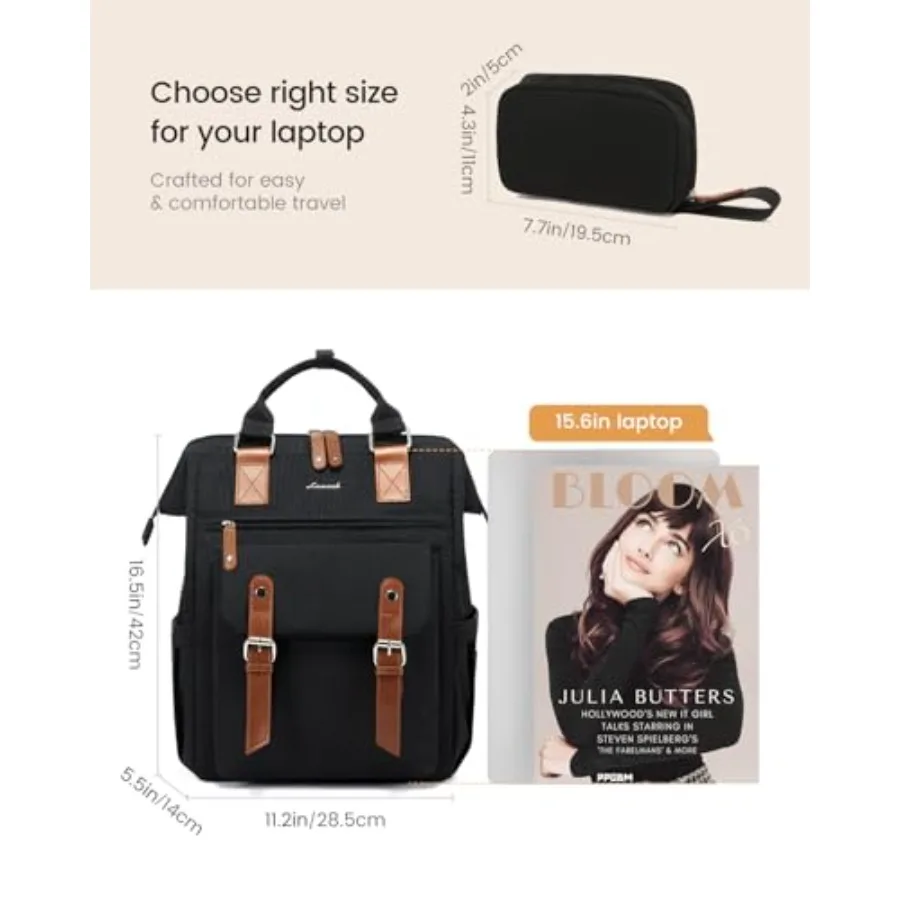 Laptop Backpack for Women, Teacher Nurse Work Laptop Bag, Waterproof Travel Backpack Purse, Business Computer Backpack, Book ba view 6