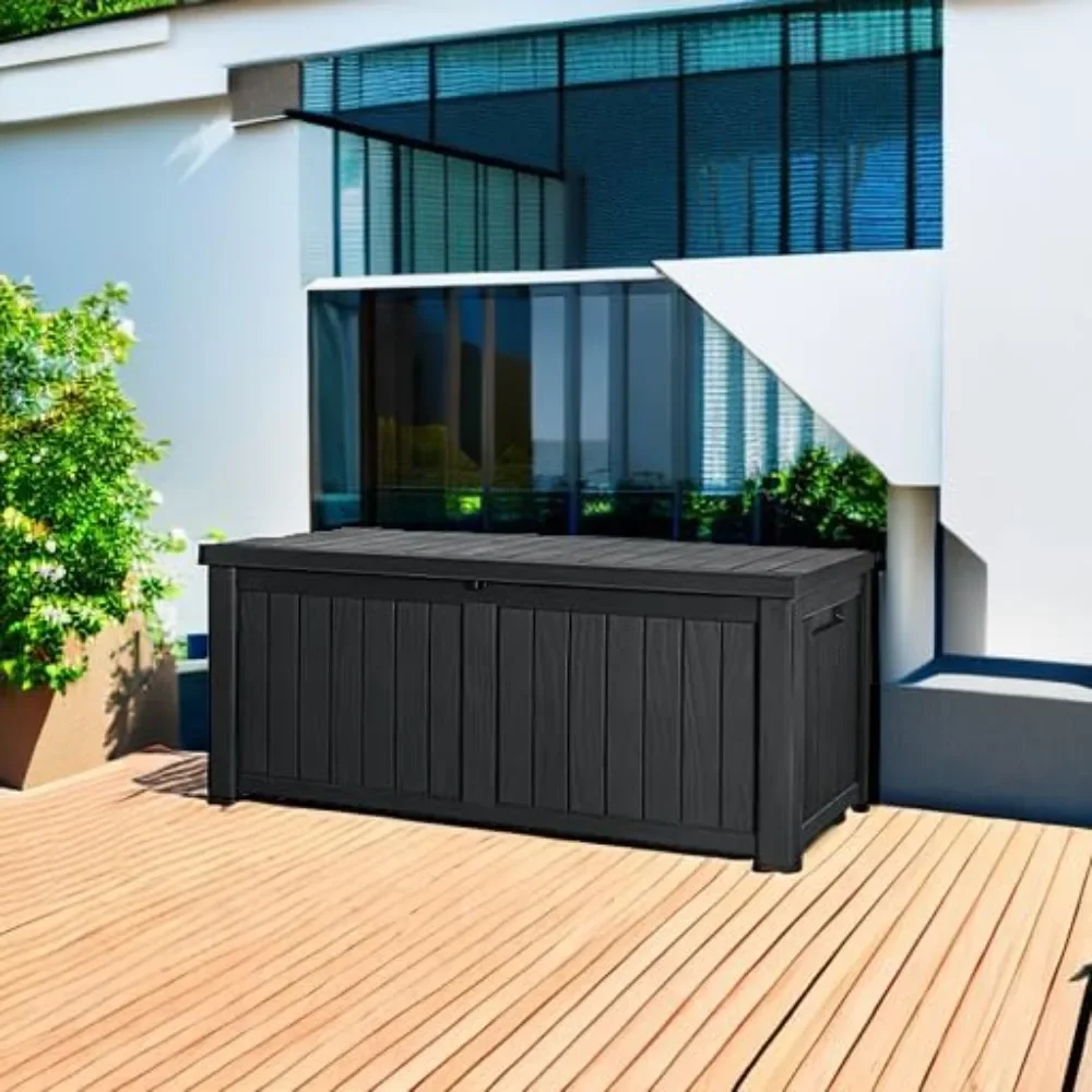 

Resin Deck Box Waterproof Indoor Outdoor Storage Box Lockable Large Storage Container for Patio Furniture Cushions