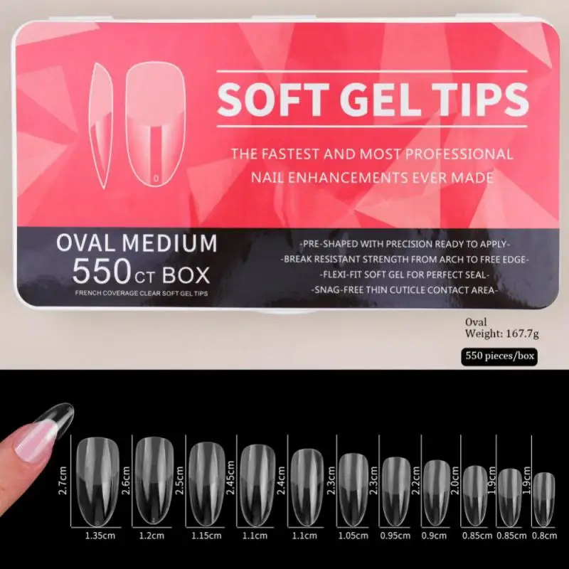 550pcs Nail Tips No Mark Frosted Square Oval Almond Fake Nails American Capsule Gel X Coffin Fake Manicure Tip Extension Tool