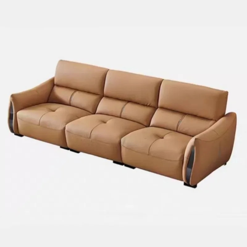 The first layer of yellow cowhide leather sofa is light and luxurious