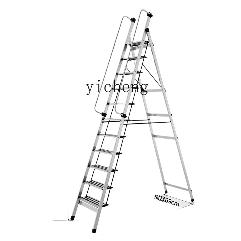 

Tqh Armrest Trestle Ladder Folding Multifunctional Climbing Attic Ladder Household Aluminum Alloy