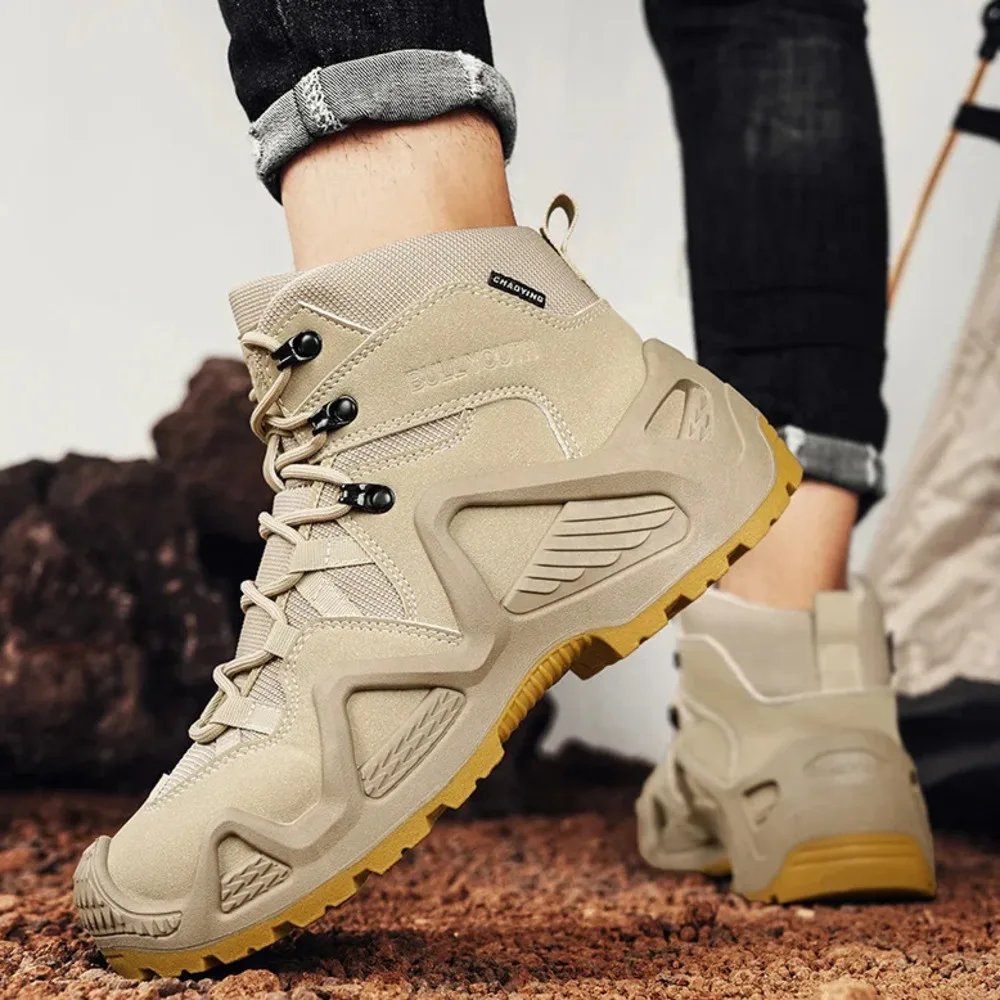 2026 Men's Ultralight Tactical Desert Boots Outdoor Hiking Shoes Rugged Non-slip Sole Multi-terrain Trekking Sport Boot
