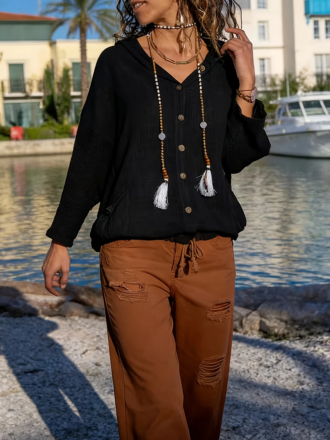 

Elegant Women's Mesh Breathable Button Down Shirt, Long Sleeve Plus Size Blouse for Spring and Autumn