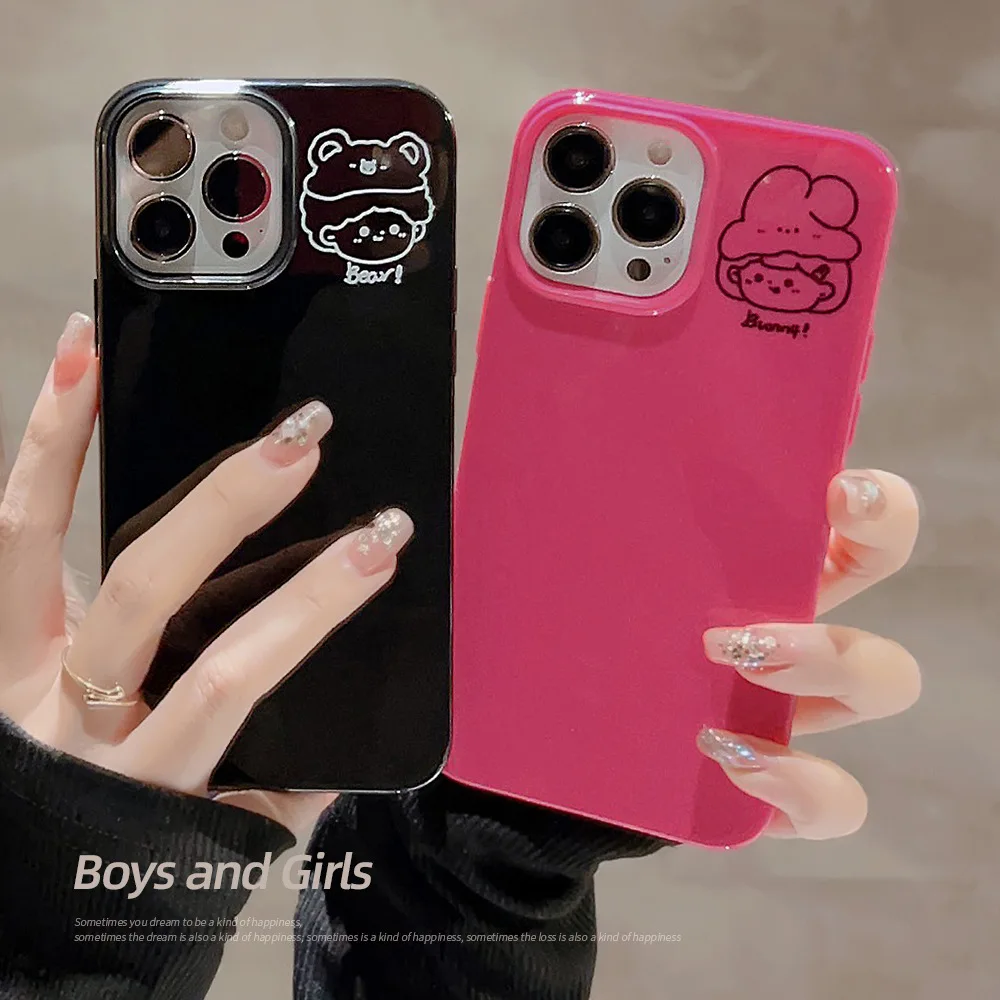 Cartoon Paar Handyhülle für iPhone 16 15 14 13 12 Mini 11 Pro Max XS XR X 7 8 Plus Silikon weiche stoßfeste Schutzhülle