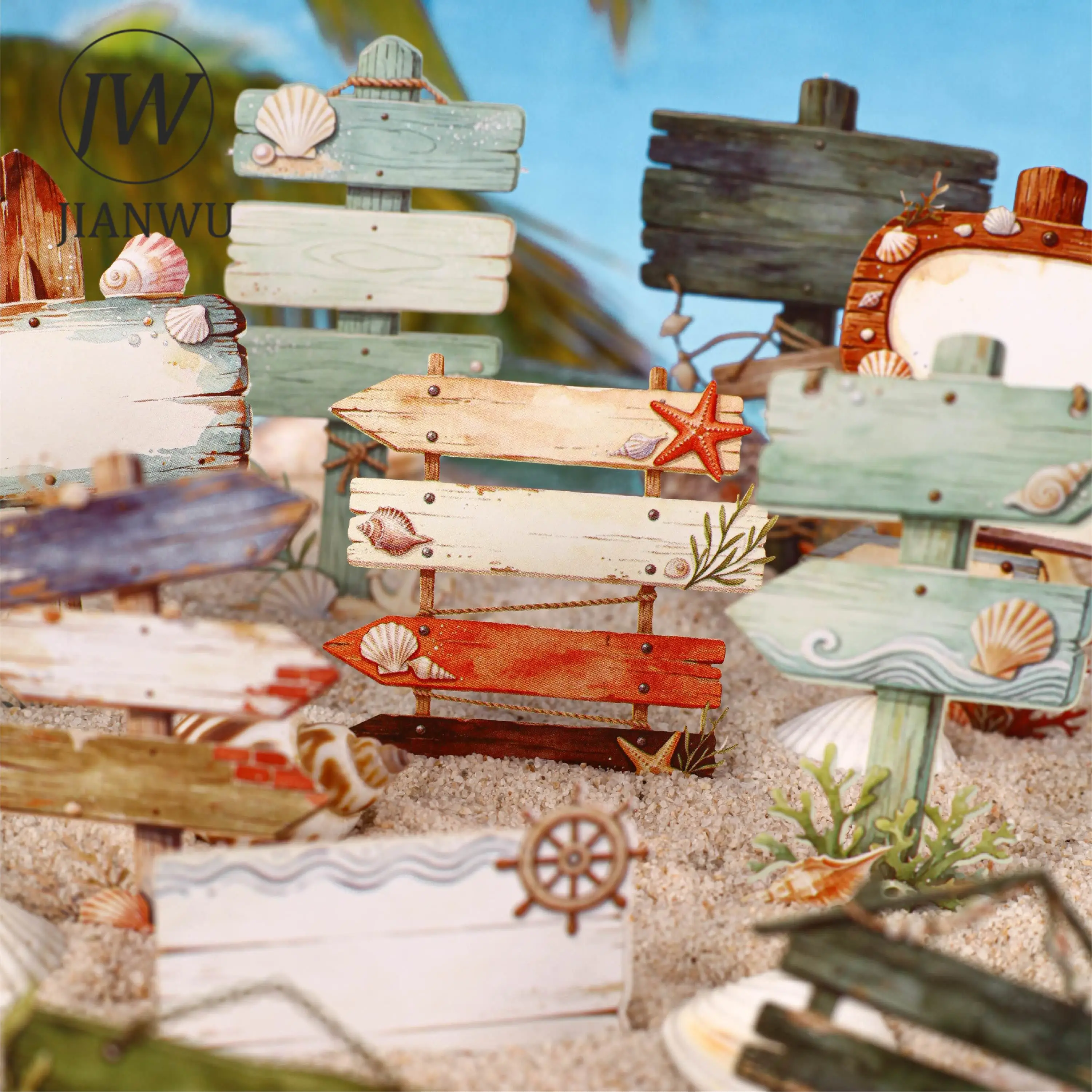 JIANWU Vintage Wooden Signboard Landscape Material Collage Scrapbooking Sticker Creative DIY Journal Stationery - view 3