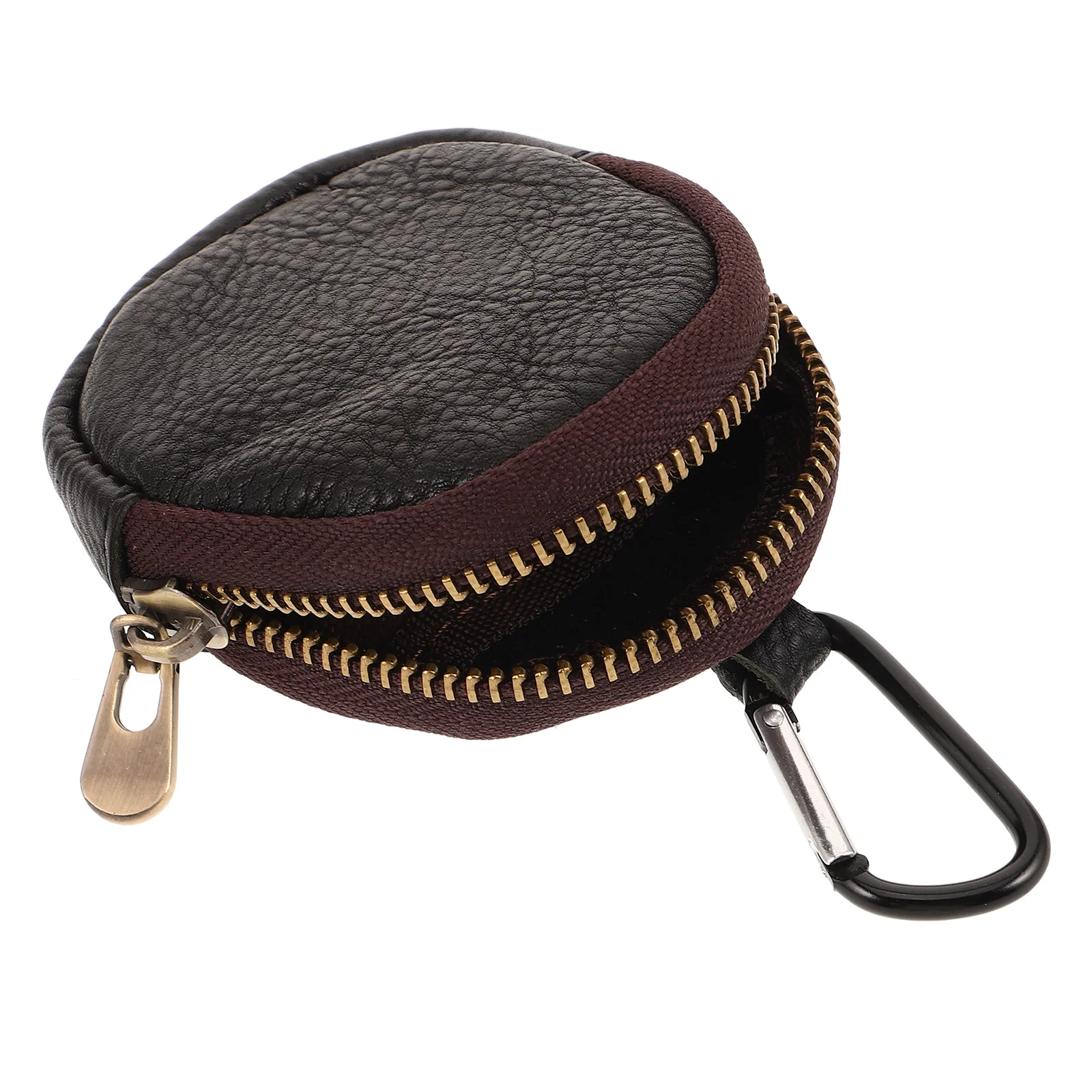 

Cowhide Coin Pouch Small Wallet Multifunctional Change Purse Mini Round Zippered Storage Pouch Earphone Holder Vintage Student