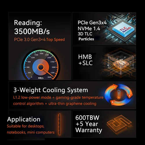 Imagen 2 del producto KOOTION X15 M.2 SSD 256GB 512GB 1TB SSD unidad de estado sólido M2 SSD M.2 NVMe PCIe disco duro interno para ordenador portátil de escritorio MSI Dell HP