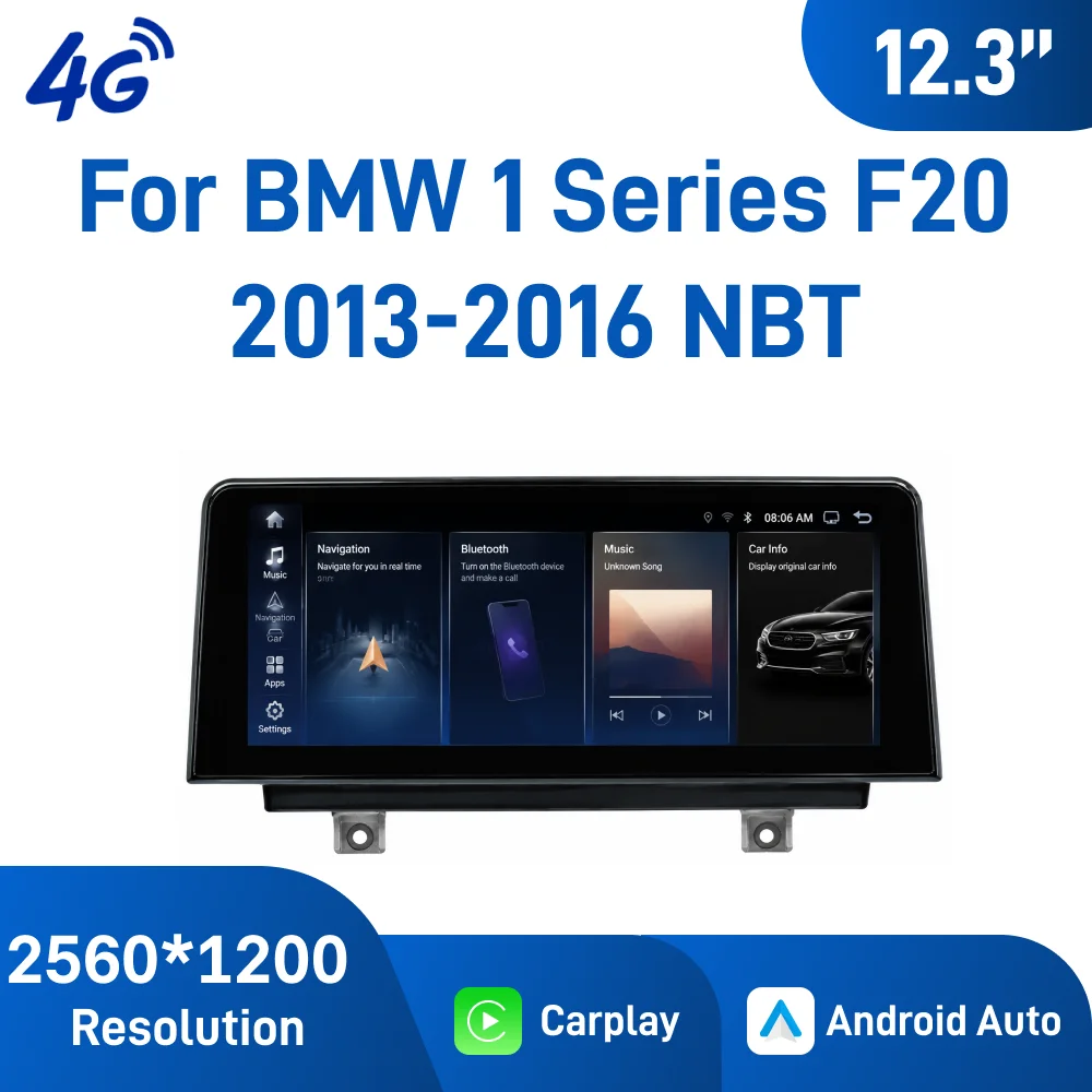 12.3Inch Android Car Navigation for BMW 1 Series F20 2013-2016, NBT System Version, HD IPS Touch Screen, Plug and Play