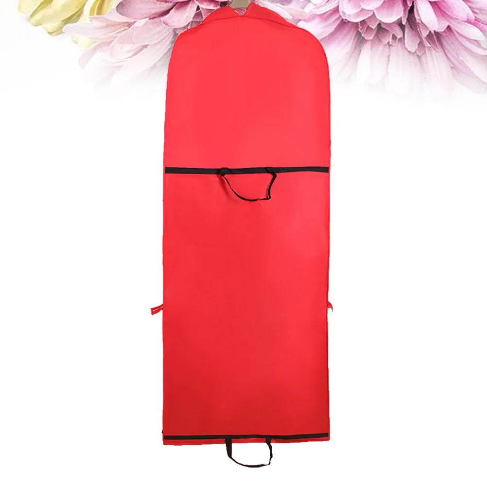 

180Cm Red Garment Cover Dust Proof Waterproof Anti-Static Clothes Protector For Wedding Dress Long Gowns Storage Travel Clothes
