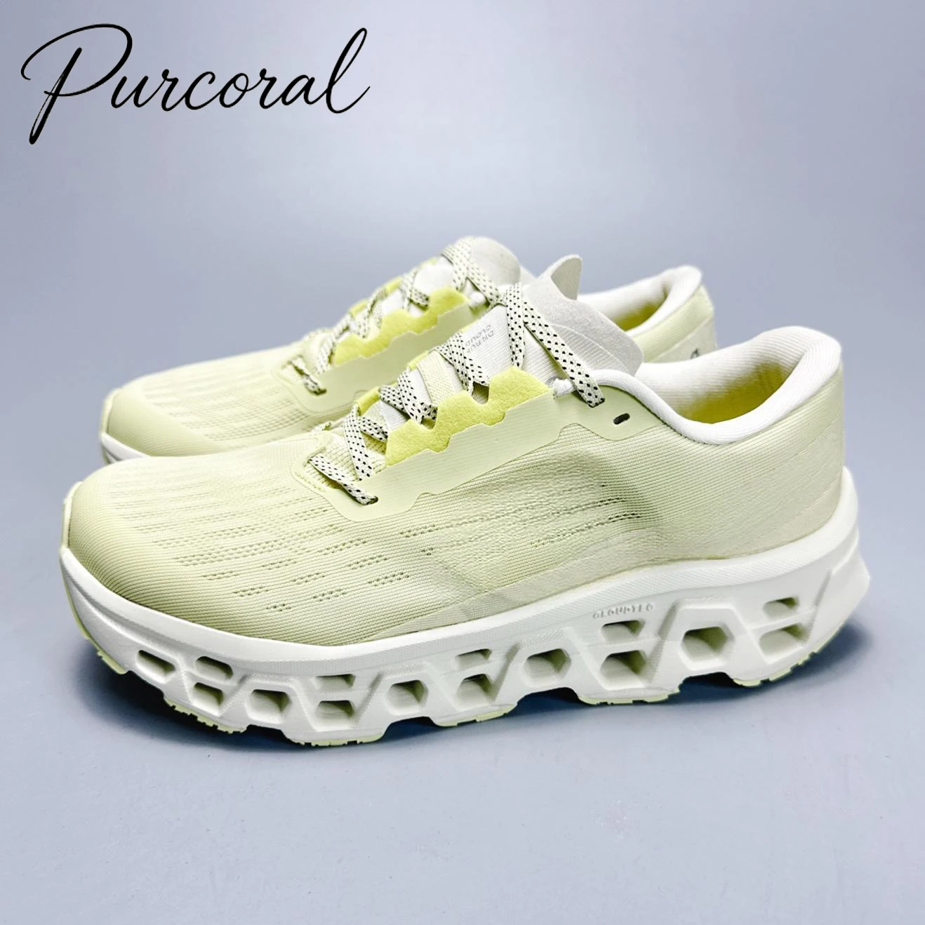 Purcoral 2027 新作 レディース 通気性ニットメッシュ ランニングシューズ、くり抜きデザインのソール、衝撃吸収、滑り止め、アウトドア ウォーキングスニーカー 1