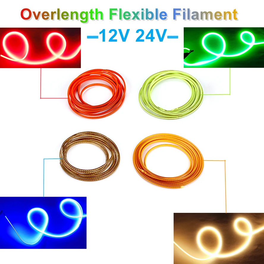 12V 24V 600mm LED Flexible Ultra Slim Filament Spiral Bulb Filament Retro Edison Bulb Lamp Parts Diode Light Strip Decoration
