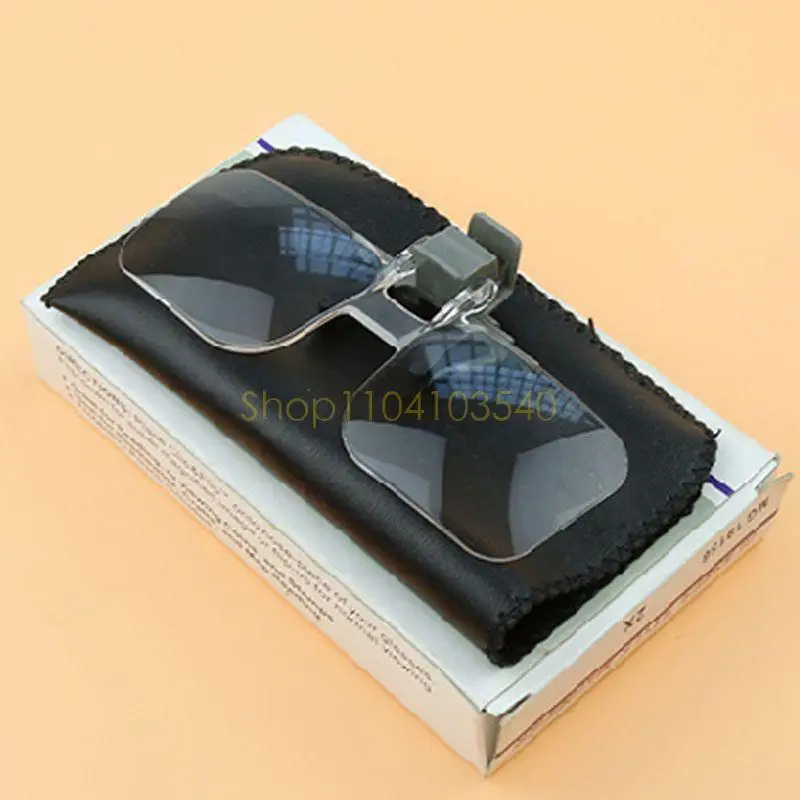 

02DC High Quality Portable Frameless Magnifier Folding Handfree Clip On Clear Glasses