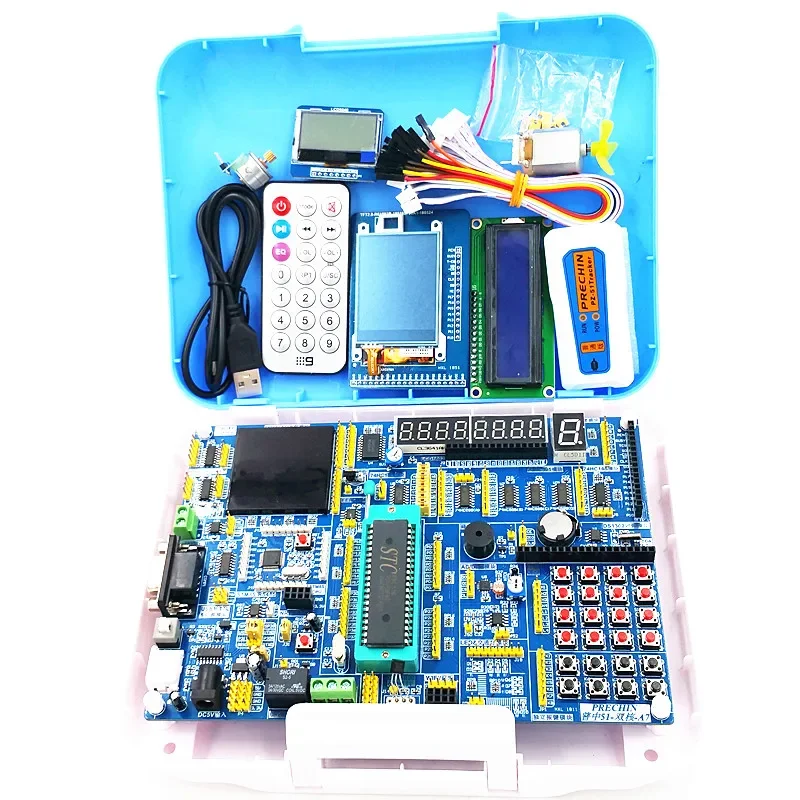 VoltS51 MCU Development Board STC89C516  STM8S105C Dual Core AVR Learning Board  Touchable Color LCD  Motor  AD DA  51 Simu