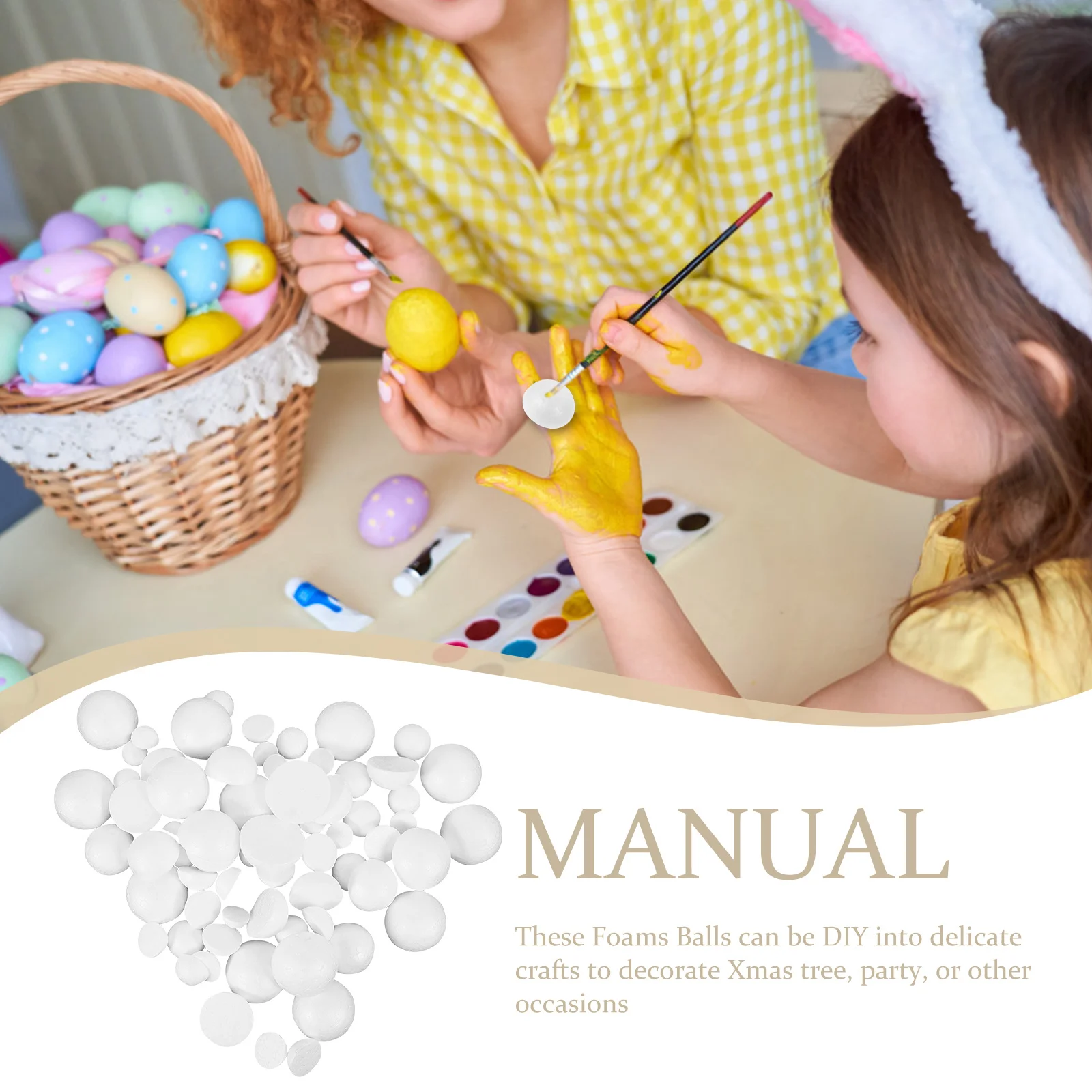 

150pcs Foam Balls Crafts Semi Circle Blank Diy Decor For Christmas Party Kids Art Projects Festival Decoration Supplies