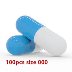 100pcs Size 1# 4# 000# Empty Hard Gelatin Capsule Medicine Capsule 0# Blue And White Empty Pill Box Empty Separated Capsules