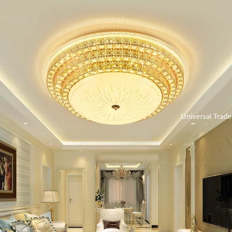 European Circular LED Crystal Ceiling Light Luxurious Living Room Light, Bedroom Simple and Modern  European Lighting Fixtures
