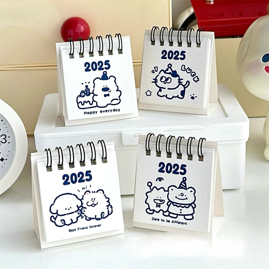 2025 Cute Mini Calendar Office Desktop Decoration Small Ornament Calendar Compact and Portable