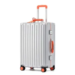 Aluminum Frame Travel Suitcase with USB Charger First Class Luggage Box for Women 20/24/26/28 Inch Boarding Bag for Man's Trunk