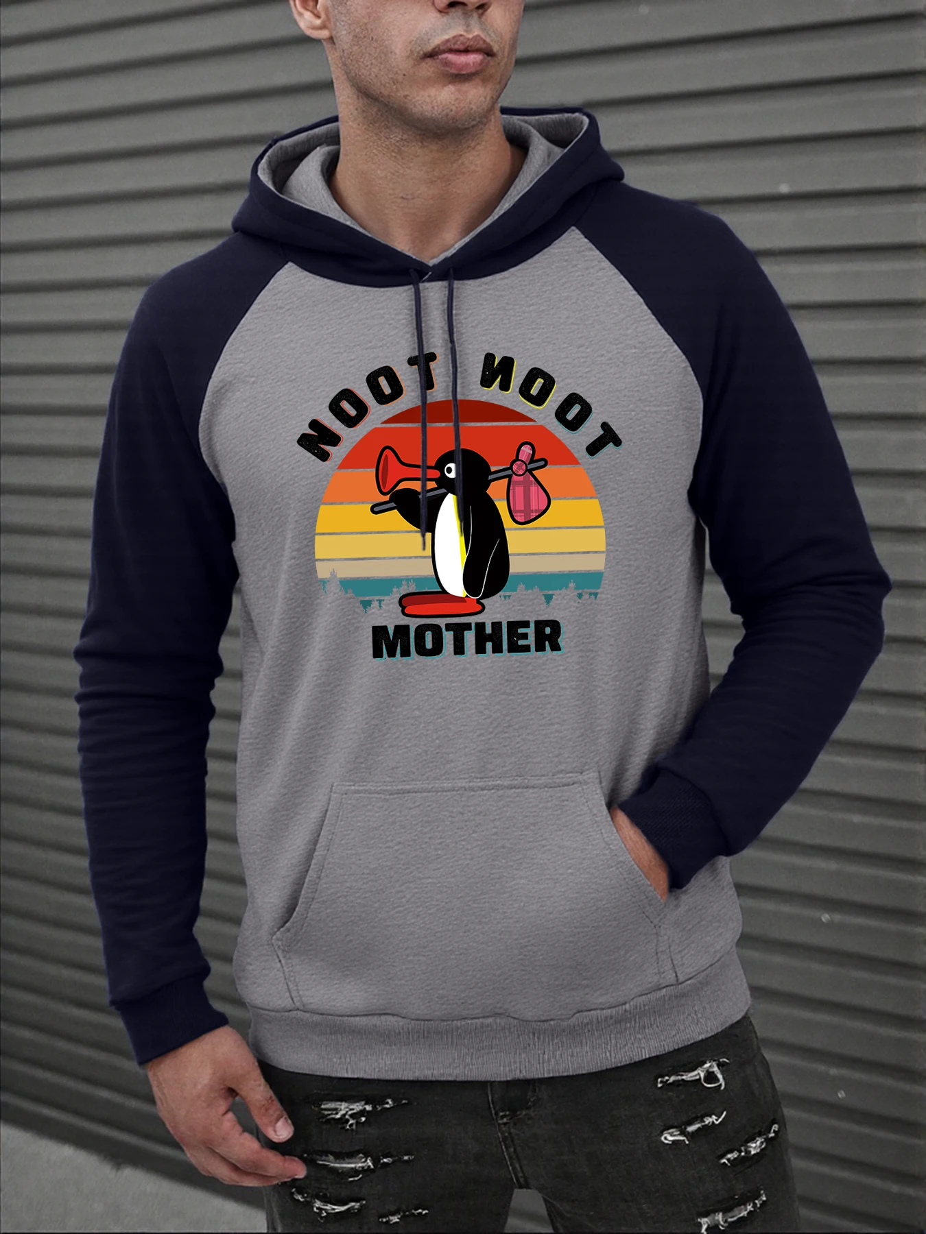 Buscando a la madre, ropa con estampado de pingüino para hombre, ropa de calle informal de otoño, gran oferta Multicolor, sudadera con capucha suave de manga larga