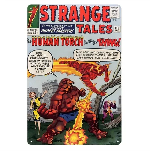 Strange Tales Human Torch Retro Comic Book Metallposter Blechschild - Plakette