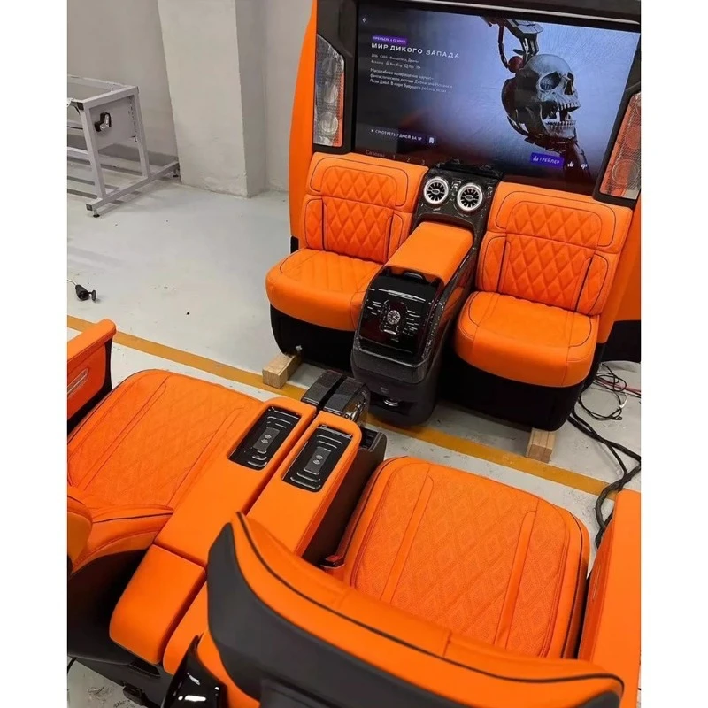 Orange Leather Car Seat and Luxury Partition Customized Modified Car Seats for  Vehicle Parts Car Accessories