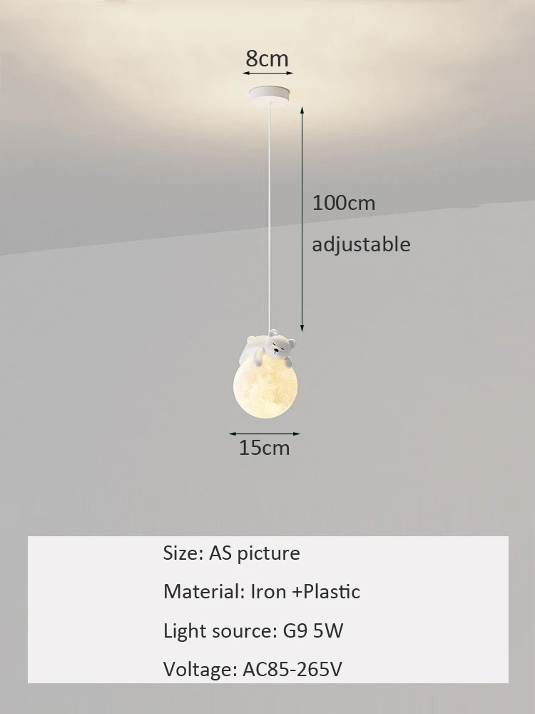 Rabbit Little Bear Bedside Chandelier Modern Simple For Boys And Girls Children's Room Bedroom Corridor Balcony Hanging Light