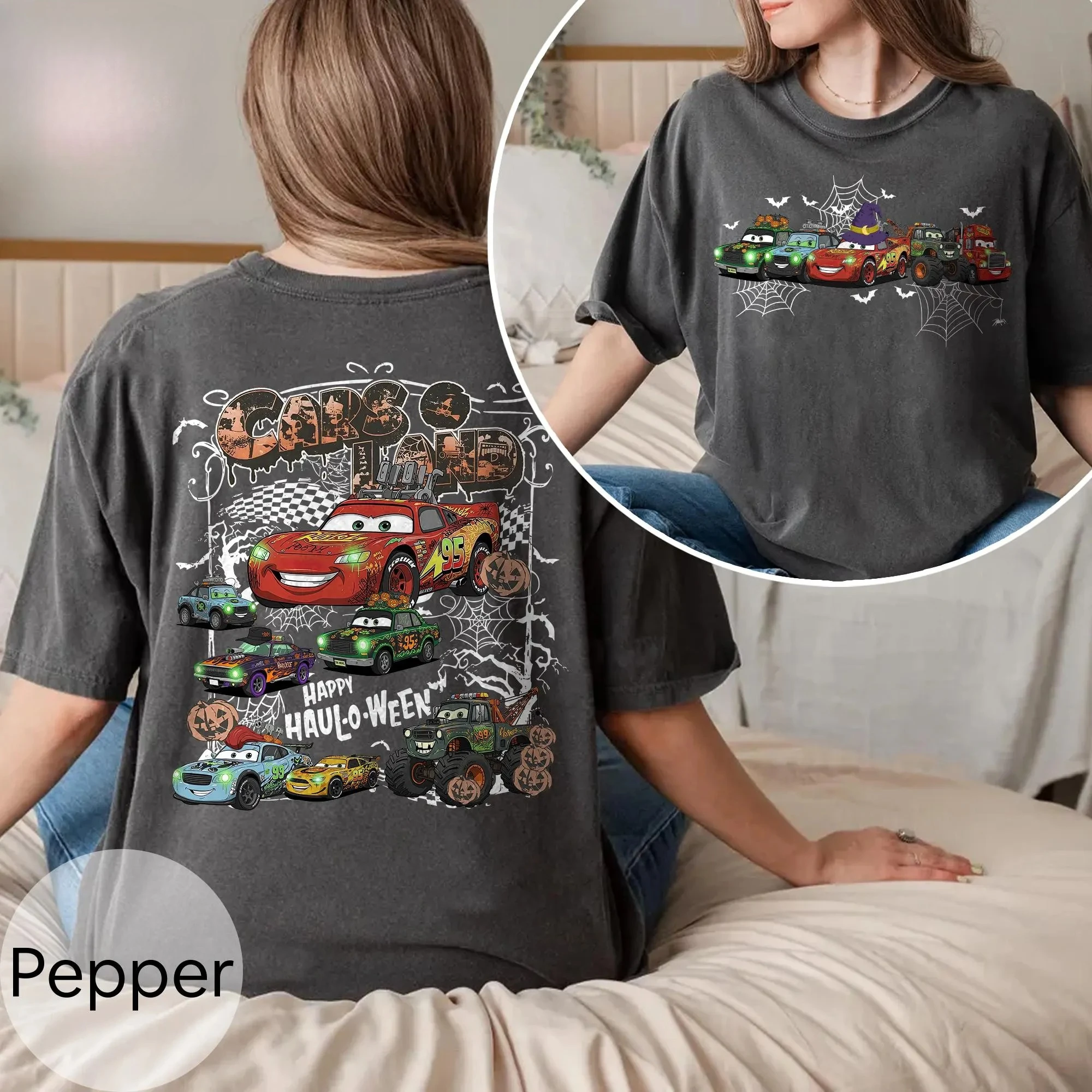 Disney Cars Halloween Shirt Retro Disney Cars Land Halloween Shirt Lightning McQueen Halloween Tee Spooky Vibes Shirt