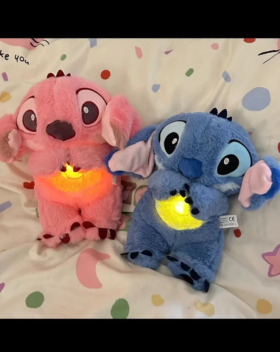 Disney Stitch Lilo&Stitch Plush Doll Breath Child Peluche Soothes Toy Anime Baby Music Light Sleep Toys With Airbag Kid Gifts