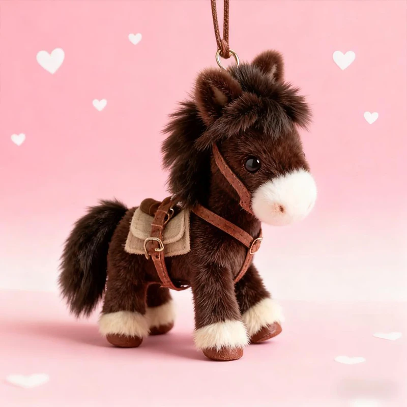 Plüsch-Pferd-Schlüsselanhänger, Sternzeichen-Pferd-Charm, Stofftier-Anhänger für Tasche, Geldbörse, Rucksack, Neujahrs-Glücksbringer, Geschenk, Dekoration