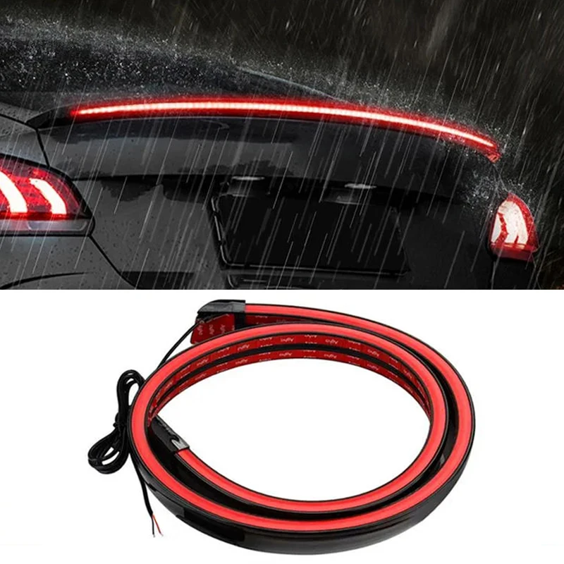 

Universal Black Trunk Spoilers LED Light Strip 120M Car Exterior Rear Spoiler Turn Signal Brake Lamp High Mount Tail Lights 12V