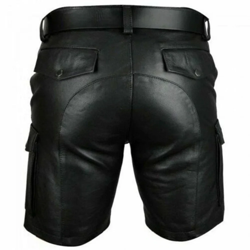 

Costume Party PU Leather Shorts Men Streetwear Casual Fashion Shorts For Men Nightclub Black Casual Fashion Shorts Classic Style