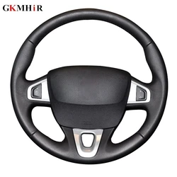 Black Artificial Leather Car Steering Wheel Cover for Renault Megane 3 2009-2014 Fluence ZE 2009-2016 Scenic 2010-2015