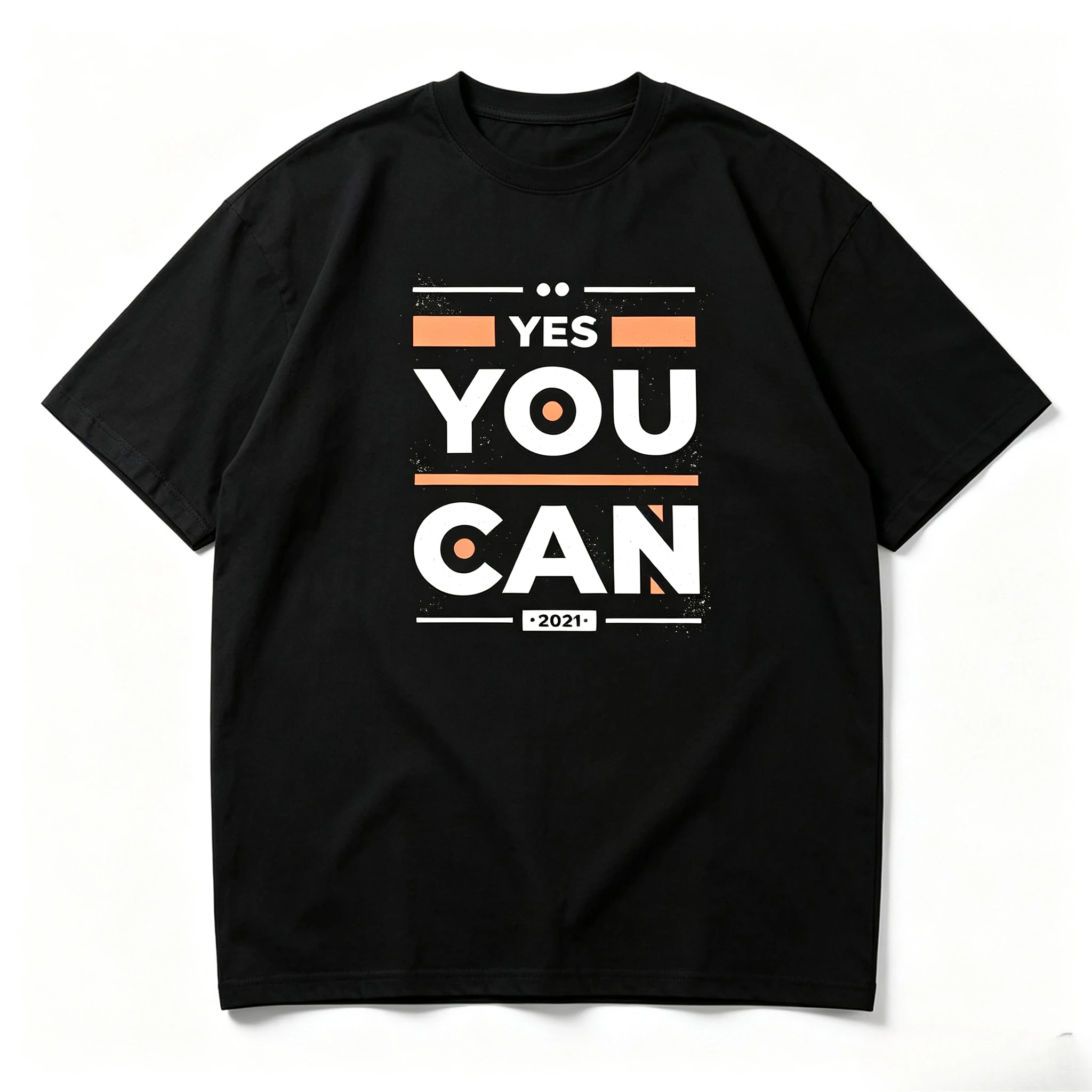 Retro Geometric Yes You Can Print Men T‑Shirt Inspirational Quote Streetwear Casual Daily Tops