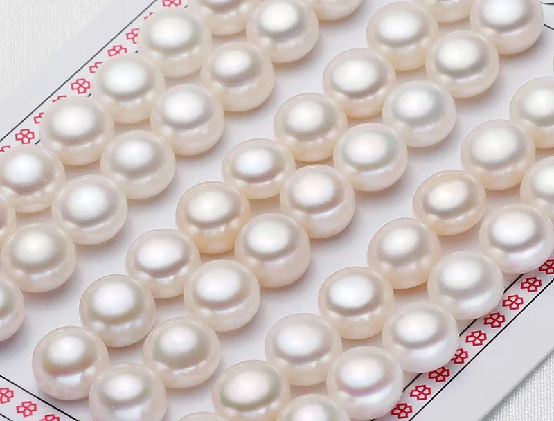 50pcs/lot Wholesale 5A Natural Freshwater Button Pearls  Half Hole Pearl Loose Beads for Earrings Jewelry Making