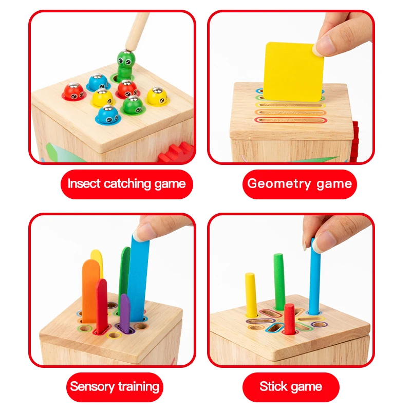 5-in-1 Wooden Multifunctional Color Sorting Box - Early Childhood Color Recognition Fine Motor Skills and Cognitive Education