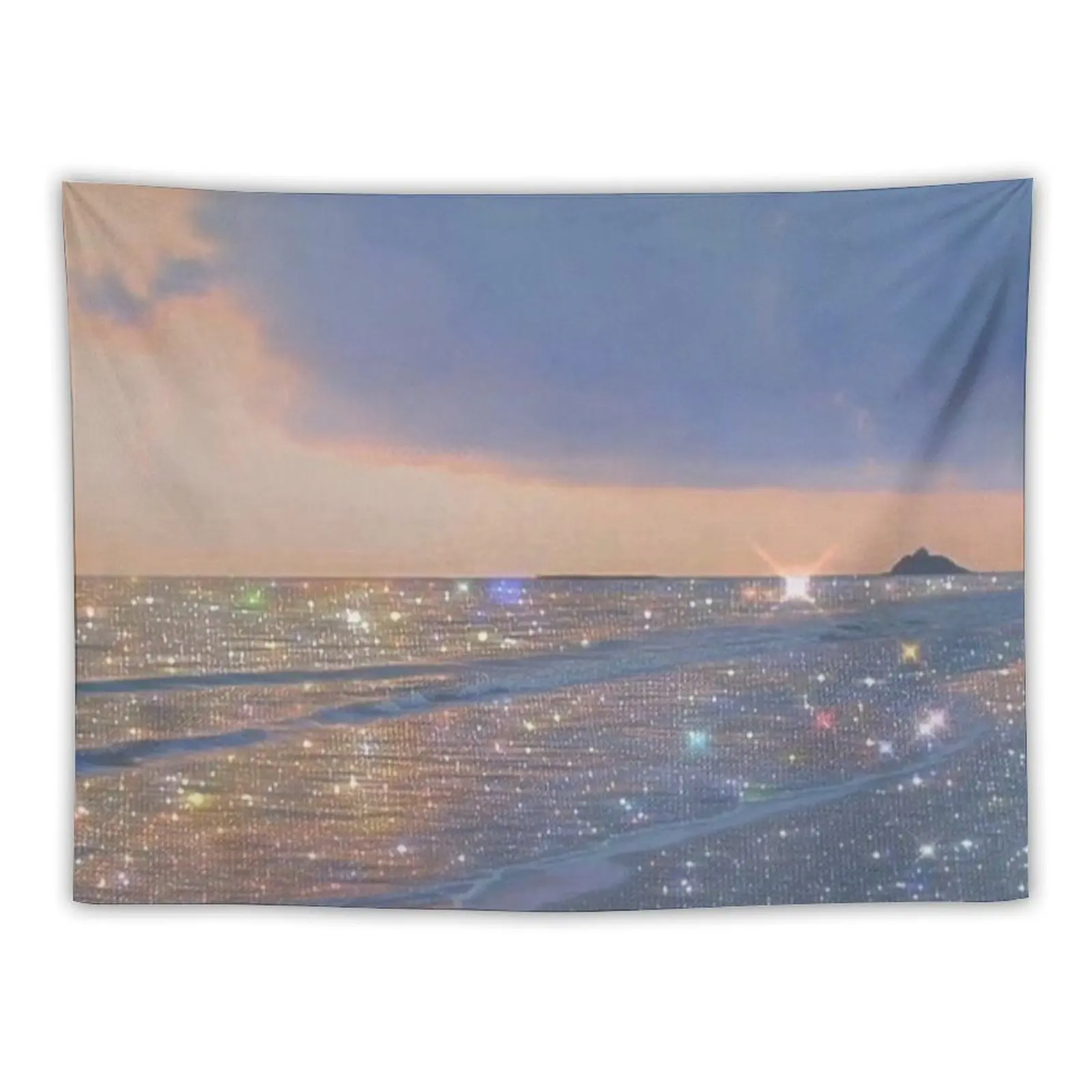 Glitter Ocean Aesthetic Tapestry Korean Room Decor Bedroom Deco Decorative Wall Murals Room Aesthetic Decor Tapestry